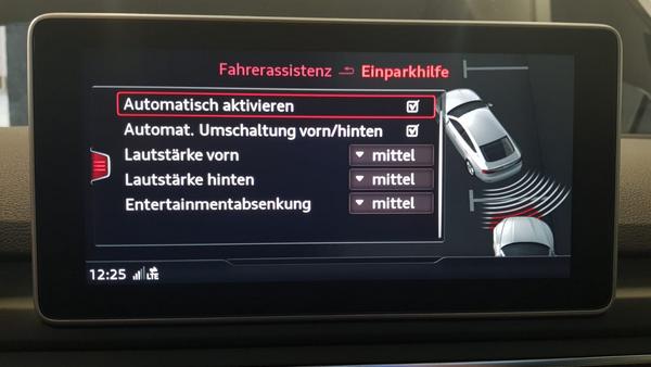 A5 B9 F5 Einparkhilfe automatisch aktivieren